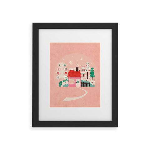 Showmemars Festive Winter Hut in pink Framed Art Print