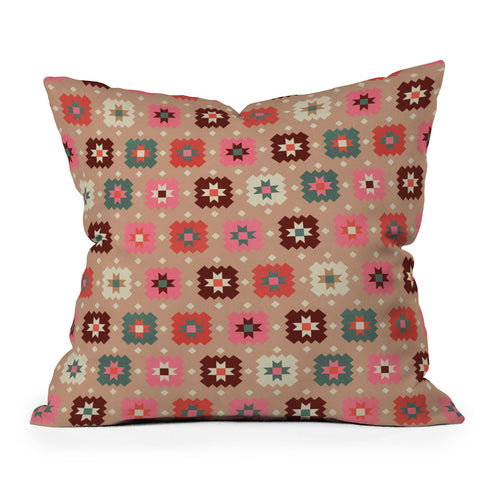 Showmemars Festive Winter Quilt Tiles Throw Pillow