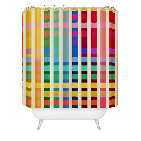 Showmemars Futuristic Cyber Rainbow Crossing Shower Curtain