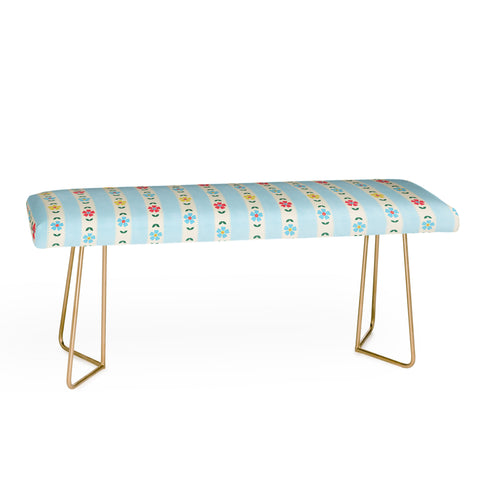 Showmemars Granny Style Vintage Florals Blue Bench