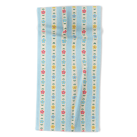 Showmemars Granny Style Vintage Florals Blue Beach Towel