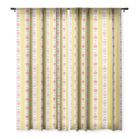 Showmemars Granny Style Vintage Florals Sheer Window Curtain