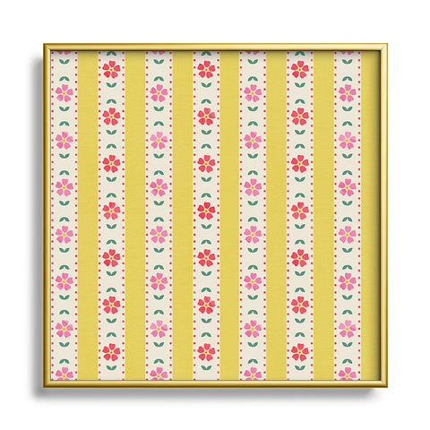 Showmemars Granny Style Vintage Florals Square Metal Framed Art Print