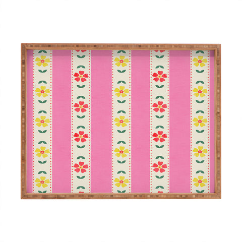 Showmemars Granny Style Vintage Florals Pink Rectangular Tray