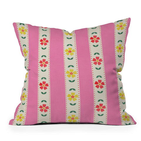 Showmemars Granny Style Vintage Florals Pink Throw Pillow