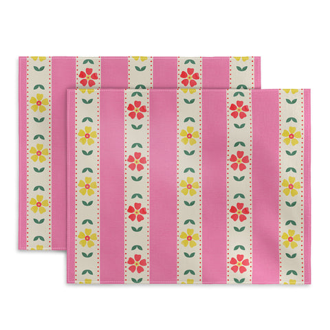 Showmemars Granny Style Vintage Florals Pink Placemat