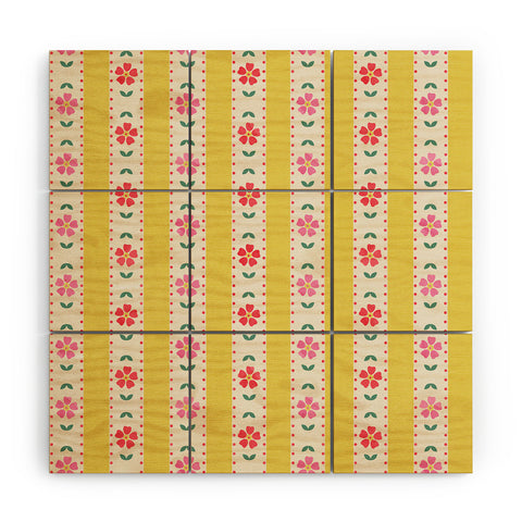 Showmemars Granny Style Vintage Florals Wood Wall Mural