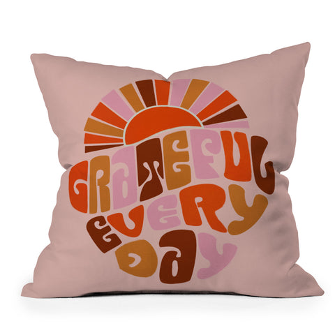 Showmemars Grateful Everyday 70s Hippie Throw Pillow
