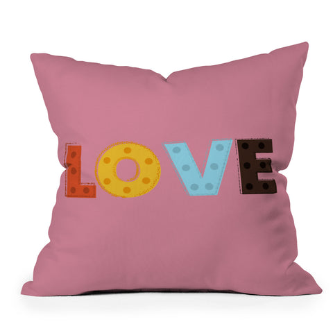 Showmemars happy LOVE typography Outdoor Throw Pillow