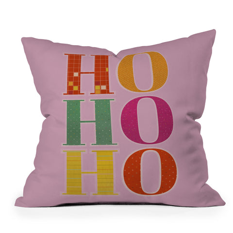Showmemars HO HO HO Festive Letters Throw Pillow