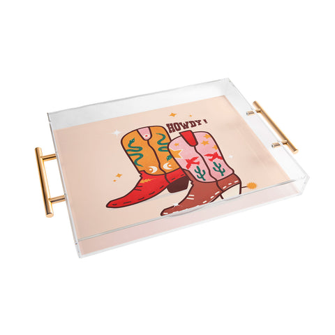 Showmemars Howdy Cowboy Boots Acrylic Tray