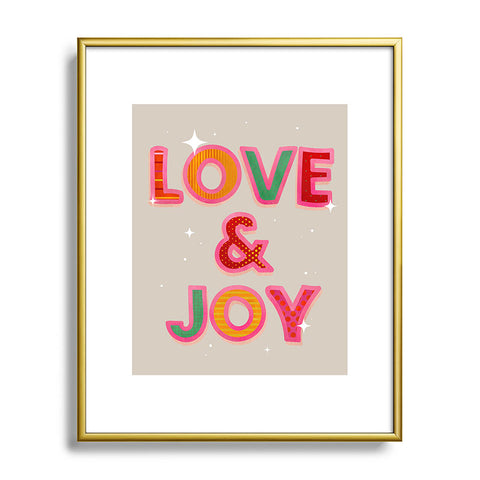 Showmemars LOVE JOY Festive Letters Metal Framed Art Print