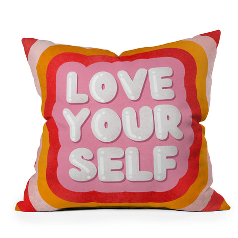 Showmemars Love Yourself retro type Outdoor Throw Pillow