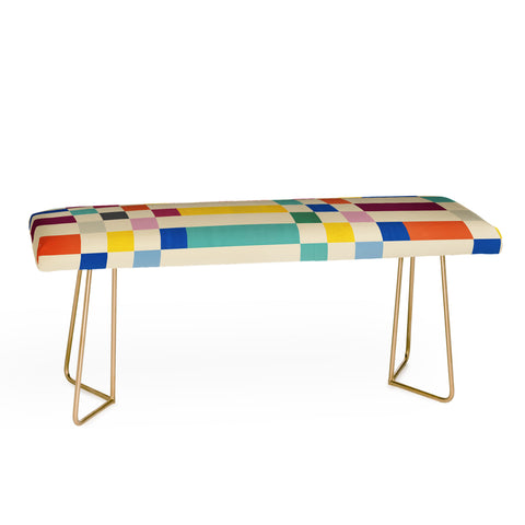 Showmemars Modern Playful Checkered Abstract Bench