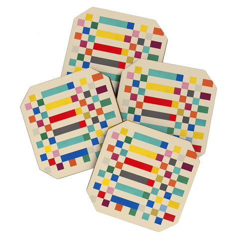 Showmemars Modern Playful Checkered Abstract Coaster Set