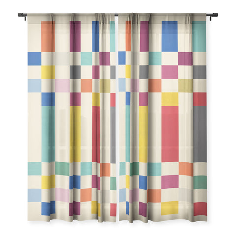 Showmemars Modern Playful Checkered Abstract Sheer Non Repeat