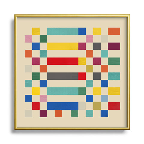 Showmemars Modern Playful Checkered Abstract Square Metal Framed Art Print