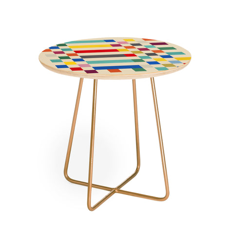 Showmemars Modern Playful Checkered Abstract Round Side Table