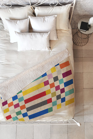 Showmemars Modern Playful Checkered Abstract Fleece Throw Blanket