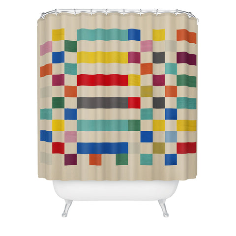 Showmemars Modern Playful Checkered Abstract Shower Curtain