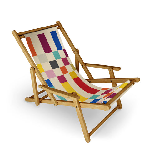 Showmemars Modern Playful Checkered Abstract Sling Chair