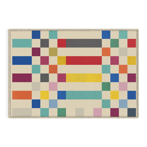 Showmemars Modern Playful Checkered Abstract Outdoor Rug
