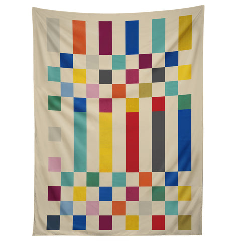 Showmemars Modern Playful Checkered Abstract Tapestry