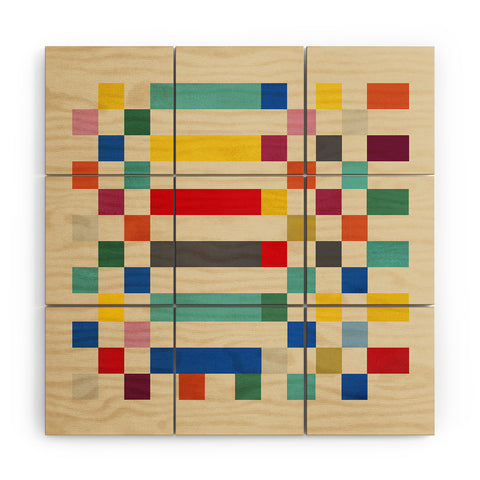 Showmemars Modern Playful Checkered Abstract Wood Wall Mural