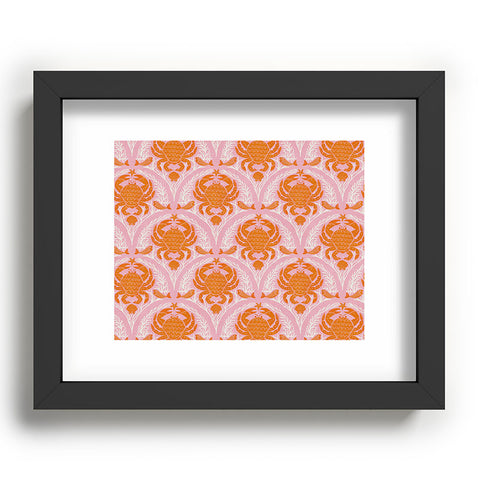 Showmemars Orange Crab On Pink Pattern Recessed Framing Rectangle