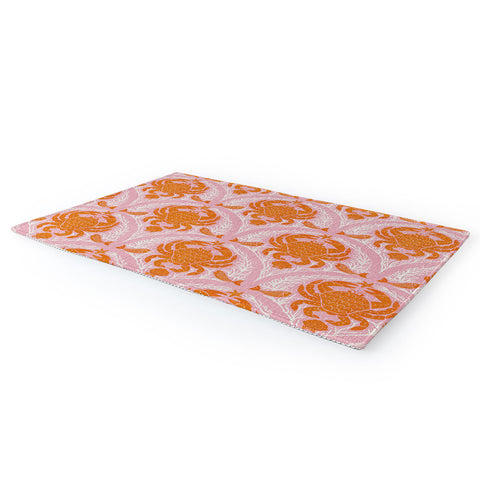 Showmemars Orange Crab On Pink Pattern Area Rug