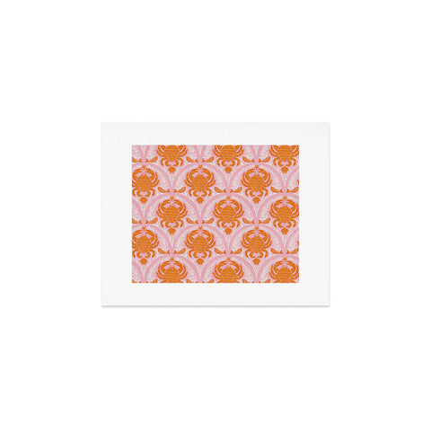 Showmemars Orange Crab On Pink Pattern Art Print