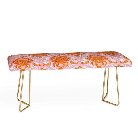 Showmemars Orange Crab On Pink Pattern Bench