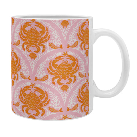 Showmemars Orange Crab On Pink Pattern Coffee Mug
