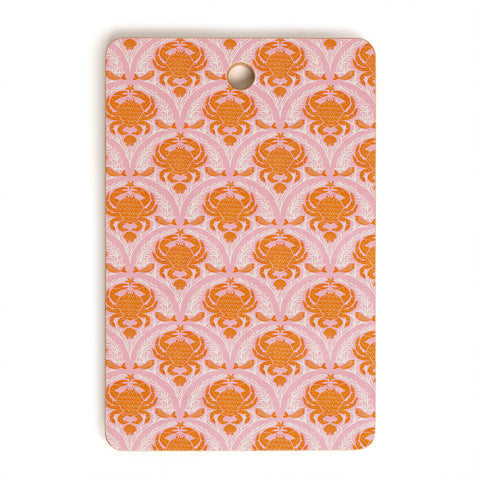 Showmemars Orange Crab On Pink Pattern Cutting Board Rectangle
