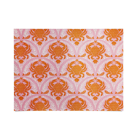 Showmemars Orange Crab On Pink Pattern Poster