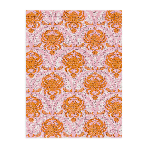 Showmemars Orange Crab On Pink Pattern Puzzle