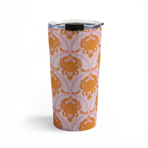 Showmemars Orange Crab On Pink Pattern Travel Mug