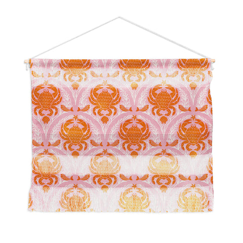 Showmemars Orange Crab On Pink Pattern Wall Hanging Landscape
