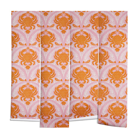 Showmemars Orange Crab On Pink Pattern Wall Mural