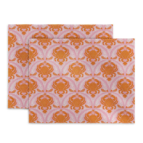 Showmemars Orange Crab On Pink Pattern Placemat