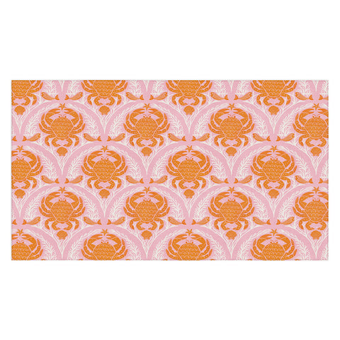 Showmemars Orange Crab On Pink Pattern Tablecloth