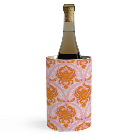 Showmemars Orange Crab On Pink Pattern Wine Chiller