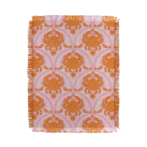 Showmemars Orange Crab On Pink Pattern Throw Blanket