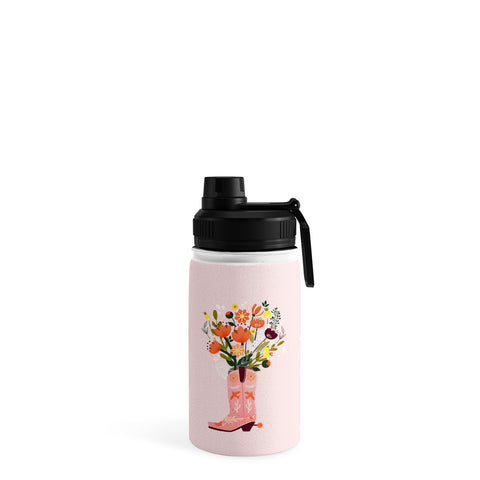 Showmemars Pink Cowboy Boot and Wild Flowers Water Bottle