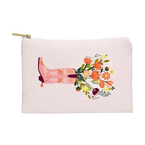 Showmemars Pink Cowboy Boot and Wild Flowers Pouch