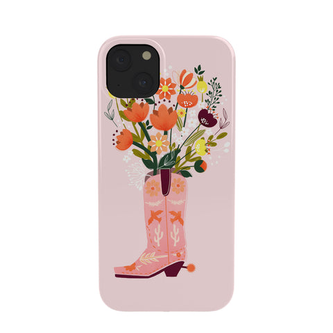 Showmemars Pink Cowboy Boot and Wild Flowers Phone Case