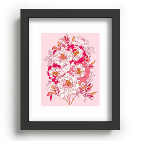 Showmemars Pink flowers of peonies Recessed Framing Rectangle