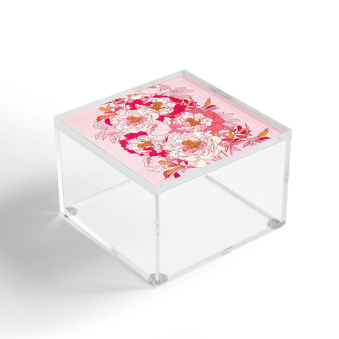 Showmemars Pink flowers of peonies Acrylic Box