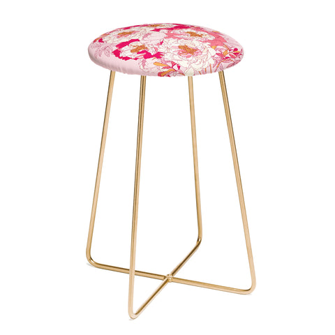 Showmemars Pink flowers of peonies Counter Stool