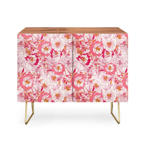 Showmemars Pink flowers of peonies Credenza